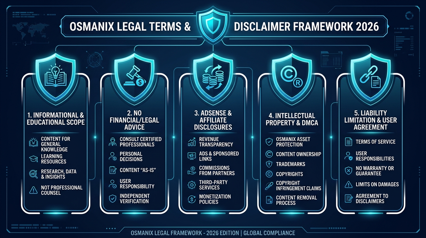 disclaimer and terms legal framework infographic 2026