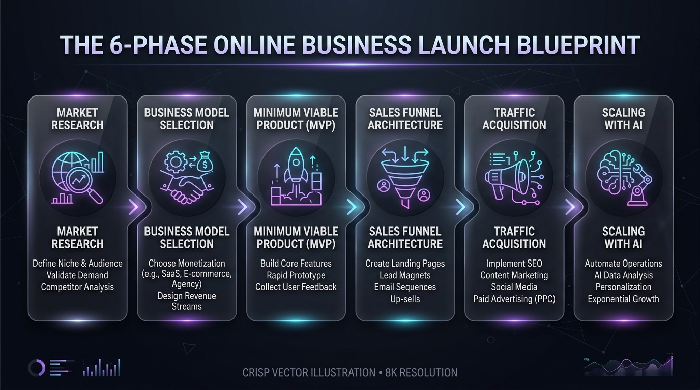 how to start an online business blueprint infographic 2026