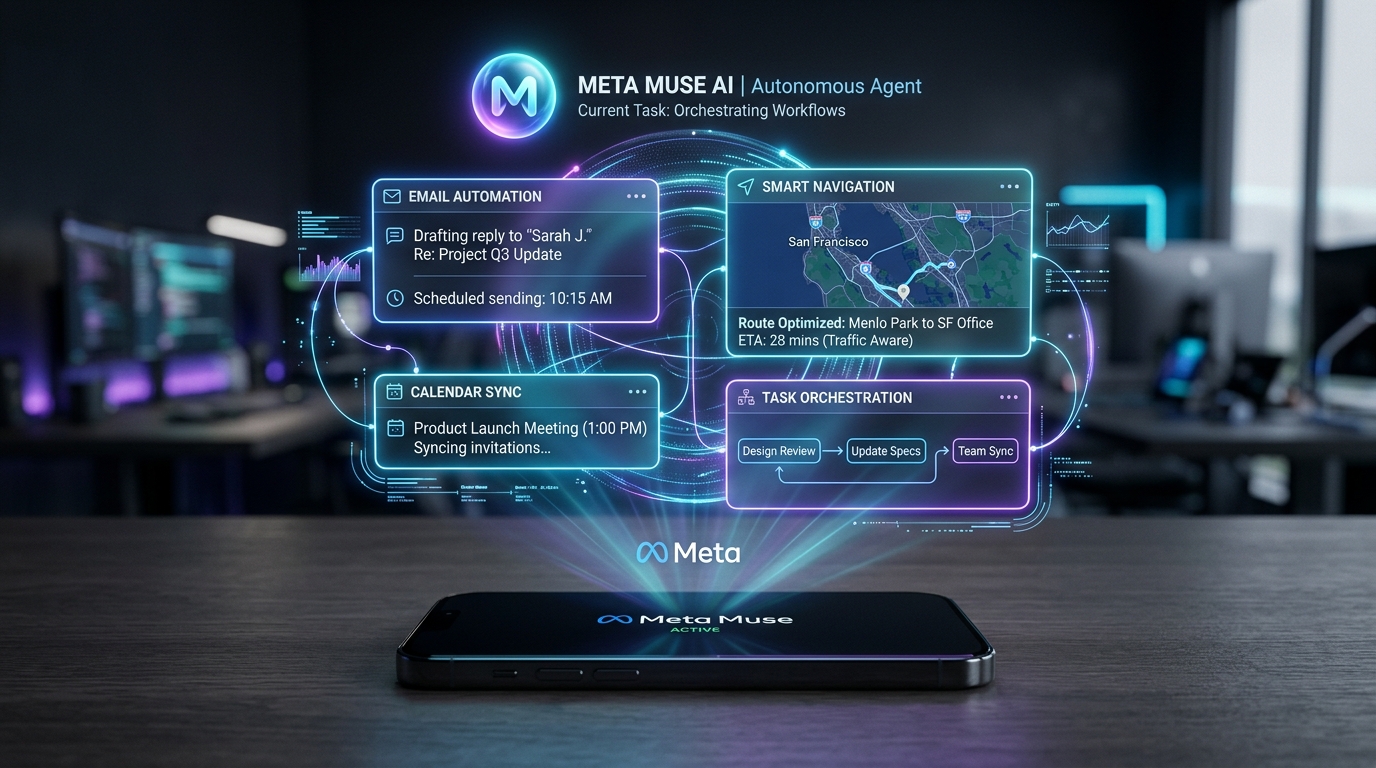 meta muse ai app autonomous agent interface and mobile application workflow