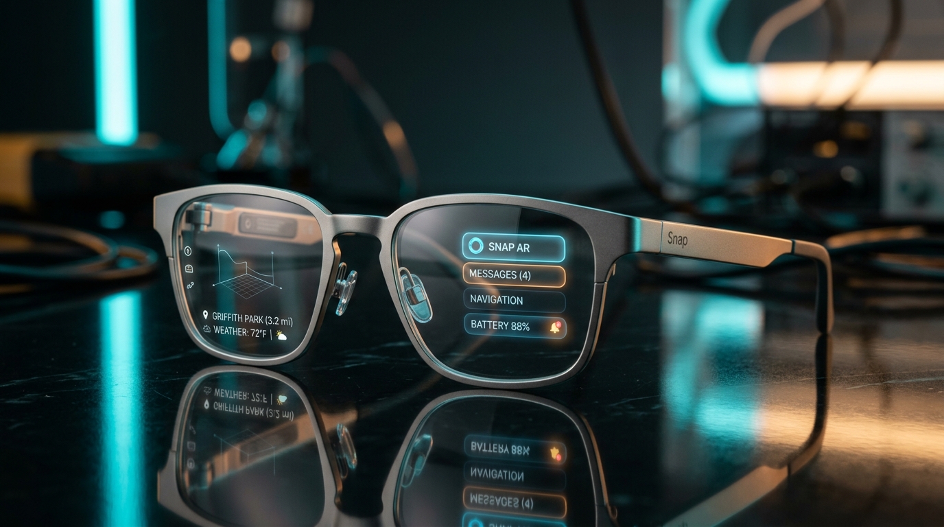 Snap SPECS augmented reality smart glasses titanium frame transparent lenses with AI overlays osmanix